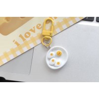 White Egg Plate Keychain